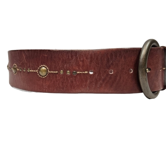 Vintage‎ Fossil Wide Leather Studded Belt Unisex - Picture 2 of 10